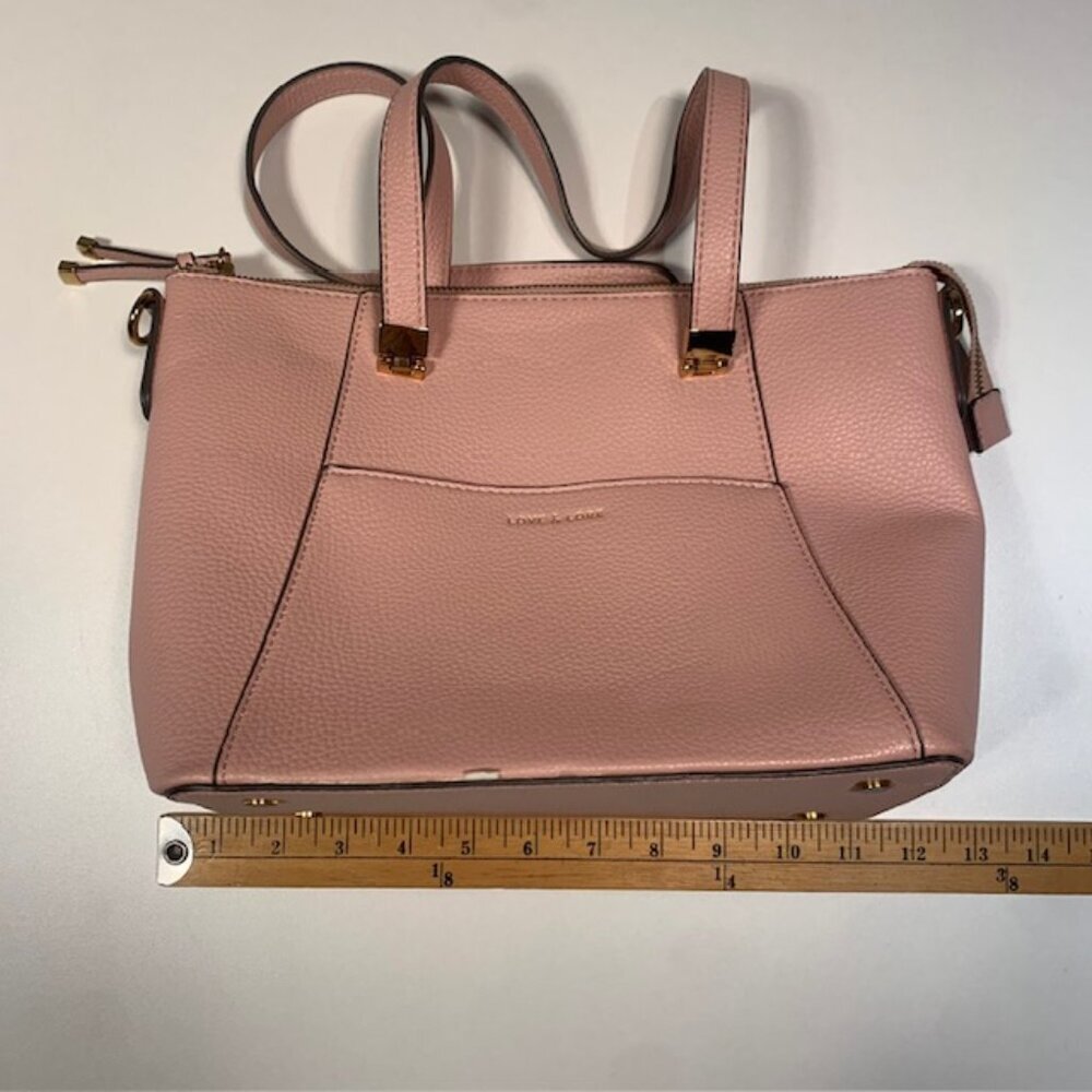 Love & Lore Pink Pebbled Leather Satchel Tote Crossbody Bag Gold Hardware - Picture 7 of 11